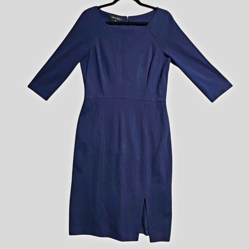 LAFAYETTE 148 NAVY BLUE SHEATH DRESS SZ 8